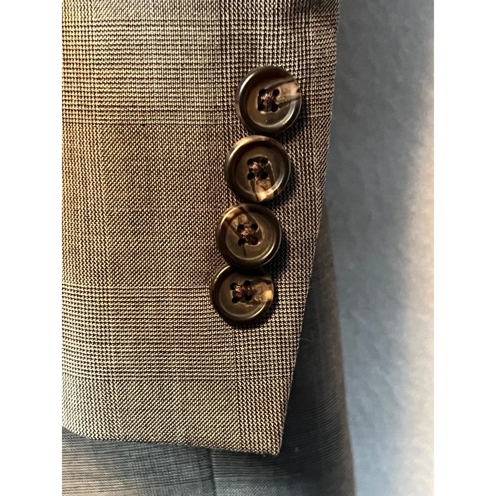 Ralph Lauren Mens 40R Brown Gray Plaid Wool Two Button Blazer‎ Sport Coat